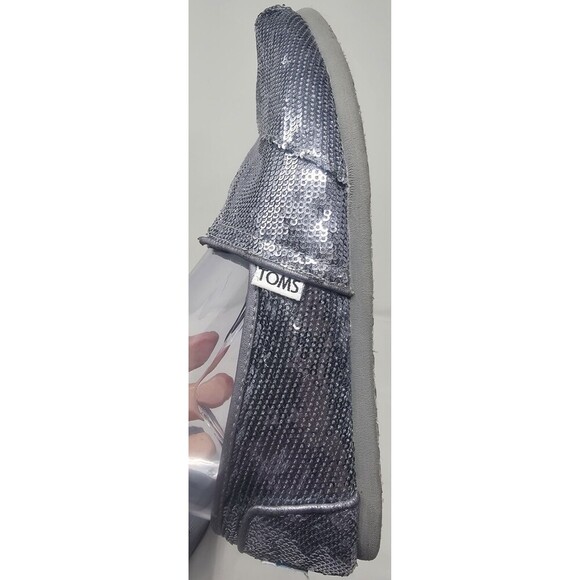 TOMS Pewter Sequin Classics Slip On Flats Womens Shoes Size W7.5 - Picture 8 of 11